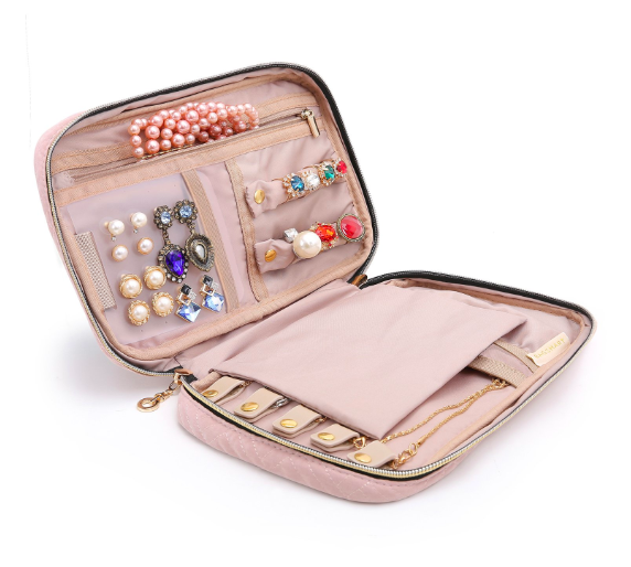 NBX Travel Jewelry Organizer Brown, Roll Foldable Jewelry Case, Eco-Leather Jewelry Storage, Women's, Size: Small